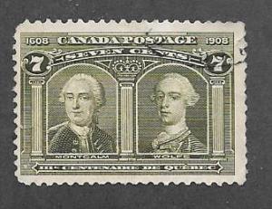 Canada Scott #100 small fault Top Right Used  Scott CV $100.00