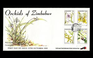 Zimbabwe  Scott #692-695 (Orchids) on First Day Cover