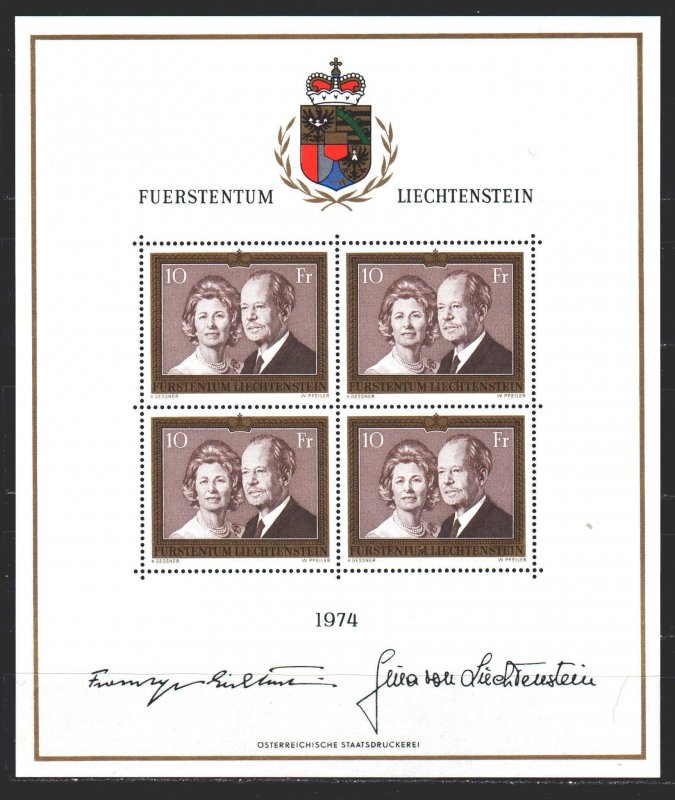 Liechtenstein. 1974. Small sheet 614. Prince of Liechtenstein. MNH.