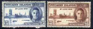 Pitcairn Islands 1946 KGV1 Set Victory MM SG 9 / 10 ( J955 )