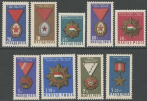 HUNGARY Sc#1754-1762 1966 Decorations Complete Set OG Mint LH
