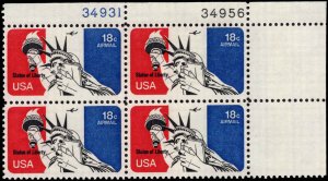 US #C87 18¢ STATUE OF LIBERTY MNH LR PLATE BLOCK #34956-34931 DURLAND $1.50