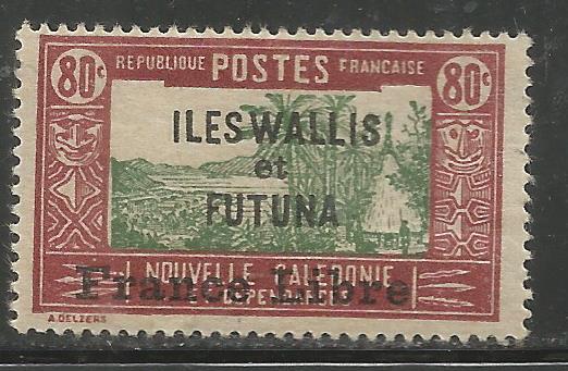 WALLIS & FUTUNA  114  MINT HINGED, NEW CALEDONIA STAMPS #63 W/ADD'L OVPT IN BLK