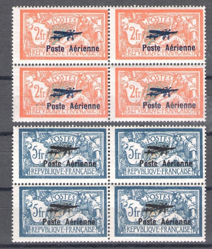 1927 FRANCE - Airmail n 1/2 2 values Block of Four - MNH** - Rare