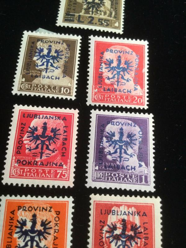 Laibach 1944 German Occupation Stamps 7 Total Stamps 