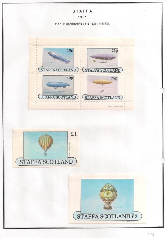 SCOTLAND - STAFFA - 1981 - Airships - Perf 4vm Souv, D/L Sheets - M L H