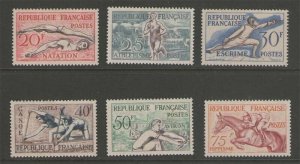 France 1953 Sc 700-05 MH