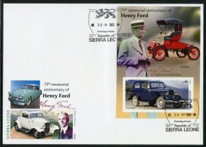 SIERRA LEONE 2022 75th MEMORIAL OF HENRY FORD SOUVENIR SHEET FIRST DAY COVER