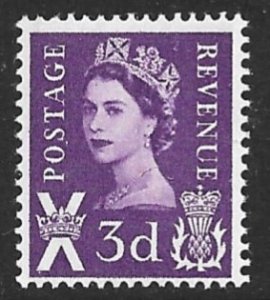 GREAT BRITAIN / SCOTLAND 1958-67 QE2 3d Wilding Issue Sc 1 MNH