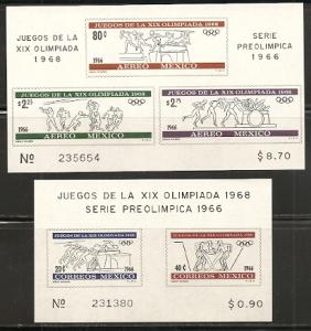 Mexico 975a C320a 1966 Olympics s.s. set NH