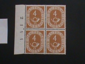 GERMANY 1951 MNH SC 671   MARGIN BLOCK OF 4 XF 28 EUROS (114)