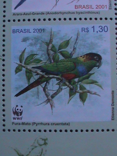 BRAZIL-2001 SC#2799 WWF WORLD WILDLIFE FUNDS-LOVELY BIRDS- MNH SHEET VF