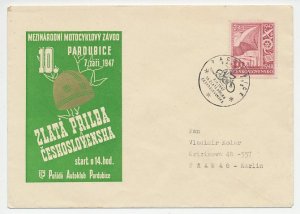 Cover / Postmark Czechoslovakia 1947 Motor Race