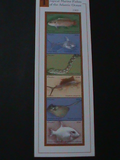​PALAU-1969  TROPICAL MARINELOVELY  FISHES OF ATLANTIC OCEAN -MNH SHEET  VF