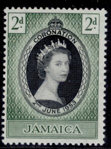 JAMAICA QEII SG153, 2d 1953 CORONATION, NH MINT.