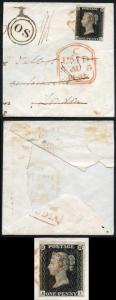 Penny Black (AI) Plate 4 Fine 4 margins on part cover with very fine OS handsta