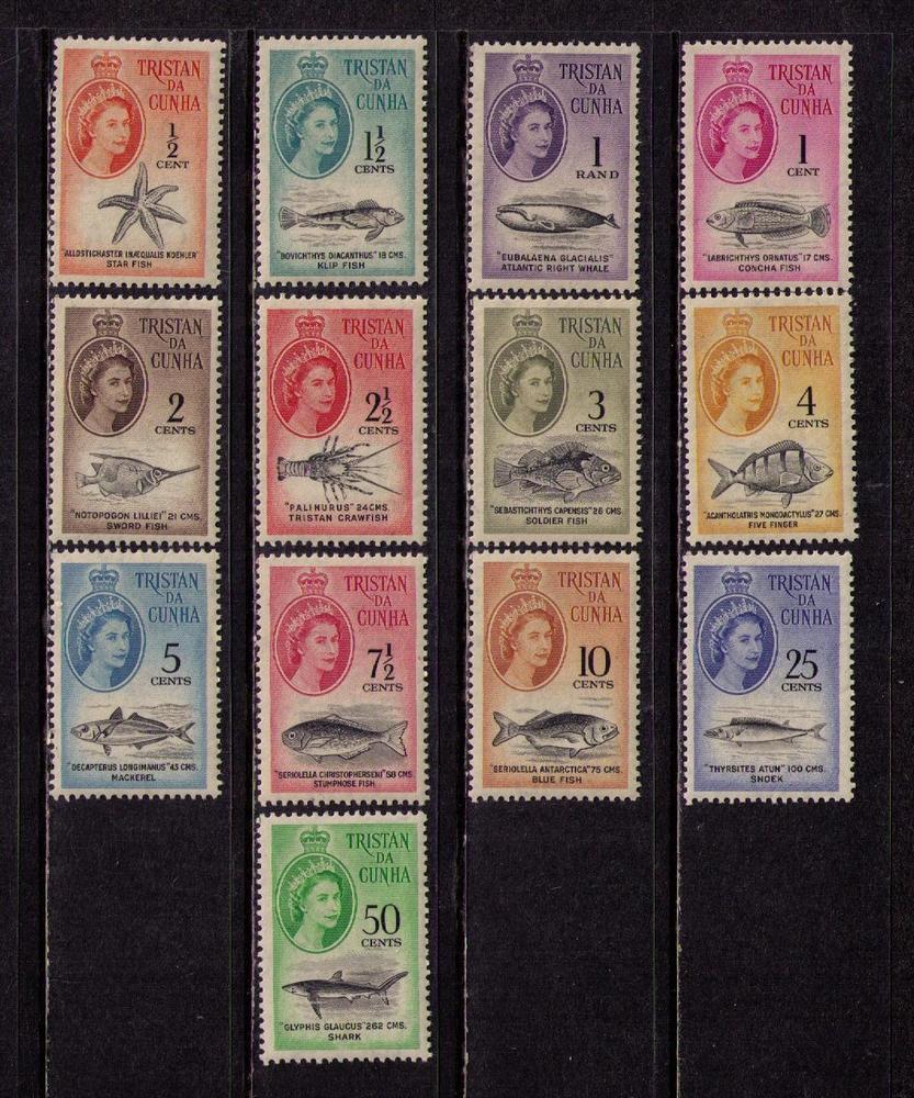 TRISTAN DA CUNHA 1961 Sc4254 MH FVF Set13 Marine Life Worldwide