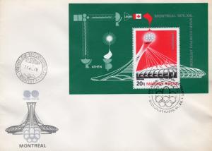 Hungary  1976 Sc# C365  Montreal Olympic Stadium S/S (1) Perforated F.D.C.