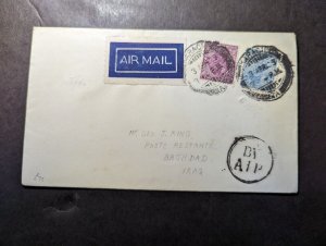 1929 British India Airmail Cover Karachi to Baghdad Iraq Geo J King