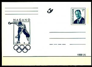 Belgium, 1998 issue. Nagano Winter Olympics Postal Card. ^