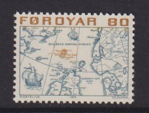 Faroe Islands  #12  MNH  1975 old map  80o