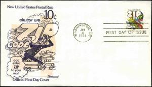 US FDC #1511 Fleetwood Cachet Washington, DC Use Zip Code