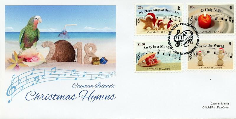 Cayman Islands 2018 FDC Christmas Carols Holy Night Away Manger 4v Cover Stamps