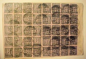 GERMAN   OFFICIAL LAUTERBACH 10-8-1921 10M x40,50M x4 (600M)