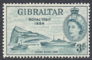 Gibraltar Scott 146 - SG159, 1954 Royal Visit 3d MH*