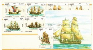 Cambodia Sc 1080-7 MNH set of 1990 - Ships
