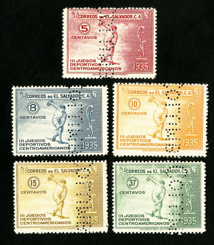 El Salvador Stamps # C36-40 VF Specimen set OG NH