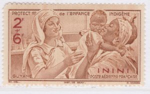 1942 French Colony Inini Air Post 2fr+6fr MH* Stamp A22P17F8841-