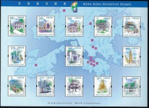 HONG KONG LANDMARKS 10C TO $5 DEFINITIVE Mini Sheet (1999) MNH