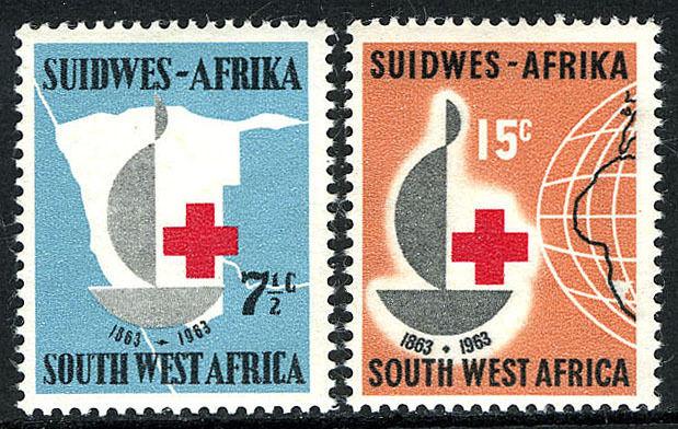 South West Africa 295-296, MNH. Intl. Red Cross, cent. Emblem, Map, Globe, 1963