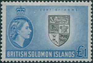Solomon Islands 1956 SG96 £1 Arms of the Protectorate MNG