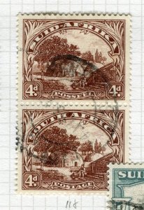 SOUTH AFRICA; 1947-54 early Pictorial issue fine used 4d. pair 