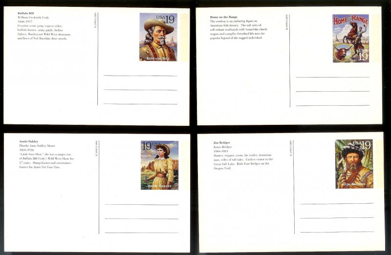 UNITED STATES (20) Postal Cards Sc#UX178-197 Western Legends Complete Set MNH