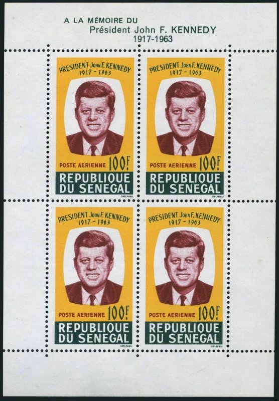 Senegal C40,C40a sheet,MNH.Michel 295,Bl.2. President John F.Kennedy,1964.