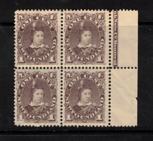 Newfoundland #43 Very Fine Never Hinged Imprint Block - Light Offset On Bottom