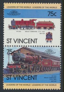 St. Vincent  SC# 704a-b  MNH Trains Locomotives se-tenant pair 1983  see deta...