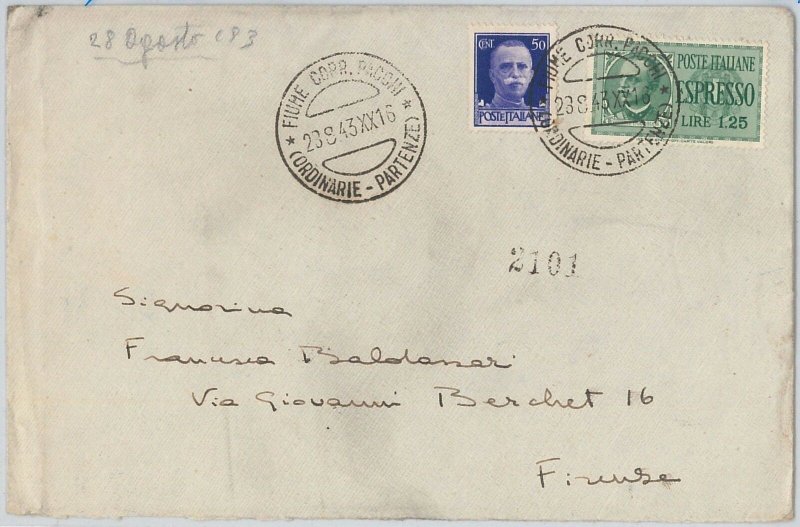 53496 - REGNO - Storia Postale: ESPRESSI su BUSTA da FIUME 1943