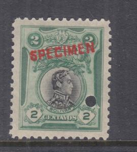 PERU, 1918 Bolivar, 2c. Black & Green, ABN Co. Proof, SPECIMEN, small punch hole