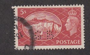 Great Britain # 287, White Cliffs of Dover, PERFIN Used,