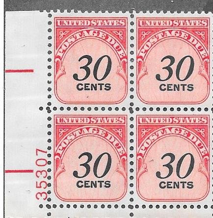 US # J98 $0.30  Postage Due,plate block of 4  (MNH) CV $16.00