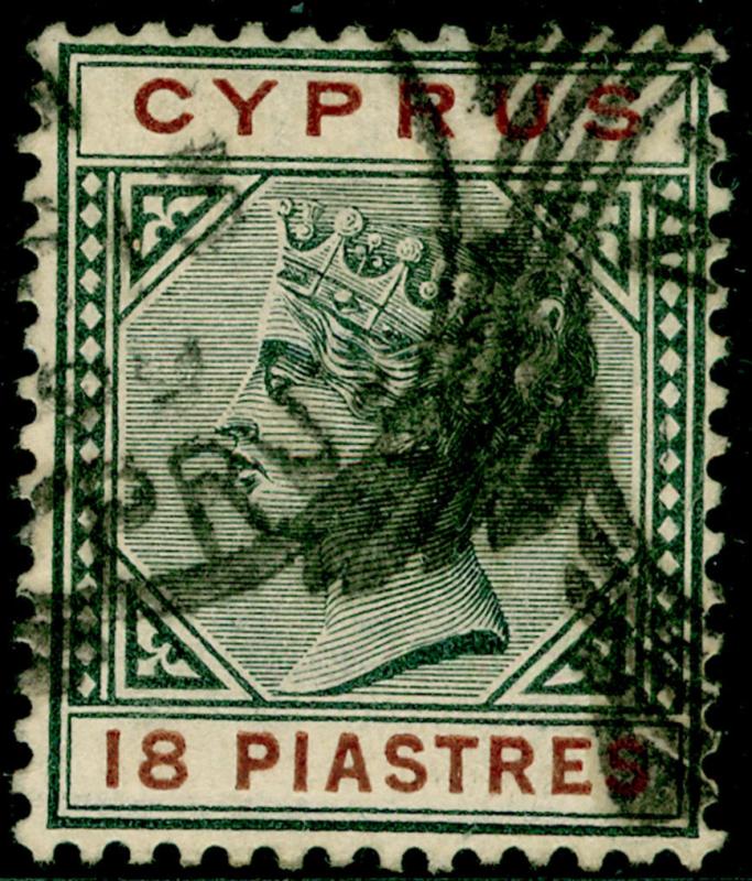 CYPRUS SG48, 18pi greyish slate & brown, FINE USED. Cat £55.