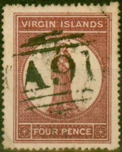 Virgin Islands 1867 4d Lake-Red SG16 Buff Paper Fine Used