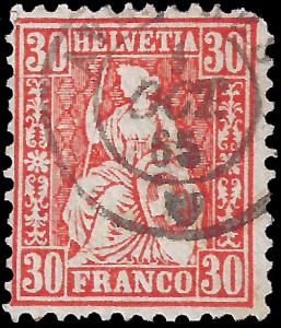 Switzerland 1862 Sc 46, Zu 33 uf  2011 SCV $42.50