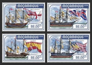 Mozambique - 2018 Tall Ships - 4 Stamp Set - MOZ18224a