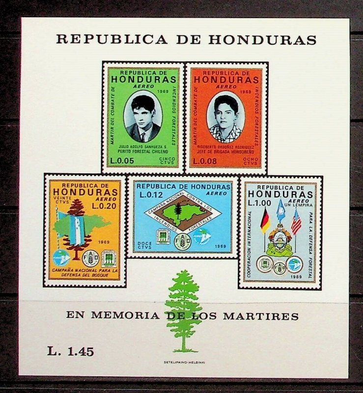 HONDURAS Sc C484a NH SOUVENIR SHEET OF 1970 - FOREST PROTECTION