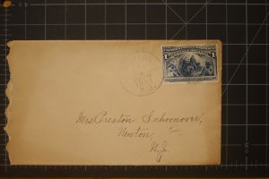 #230 1c Columbia Newton New Jersey 10/3/1893 local rate on cover 